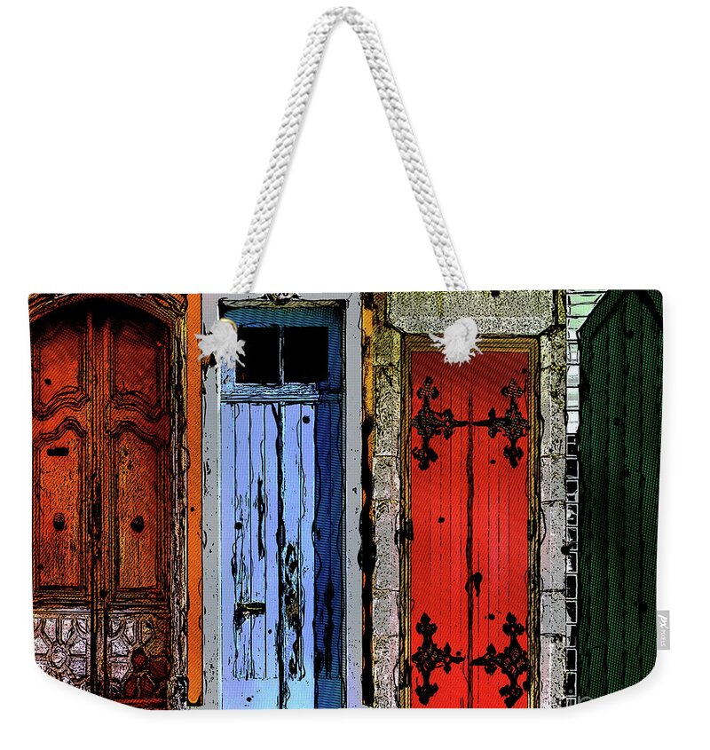 Doors Weekender Tote Bag featuring the photograph Doors In A Row by Phil Perkins