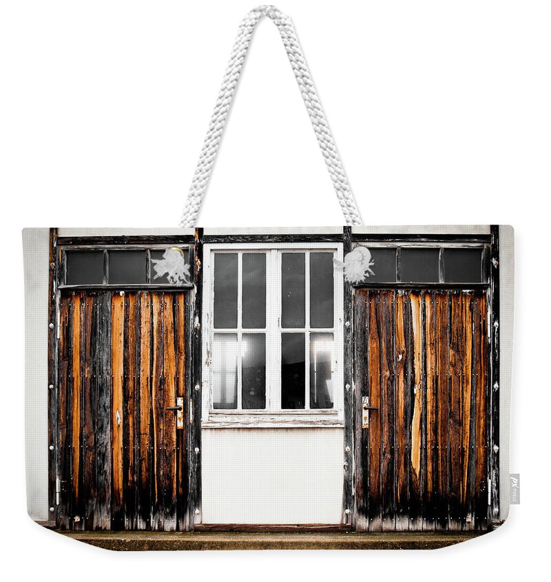 Architecture Weekender Tote Bag featuring the photograph Doors of Dachau by Steven Myers