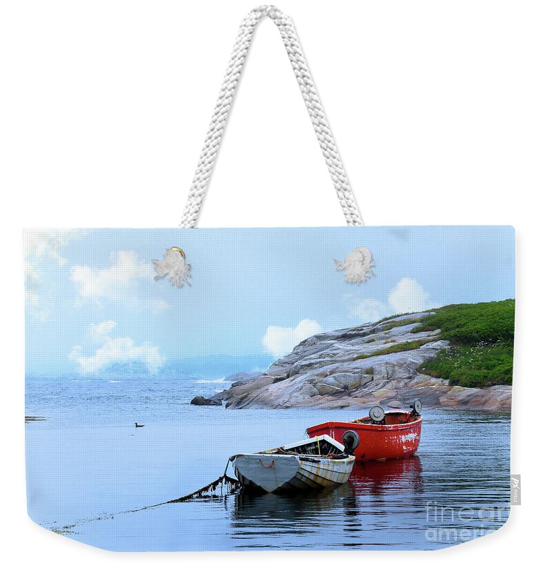Boats Weekender Tote Bag featuring the photograph Doreys by Elaine Manley