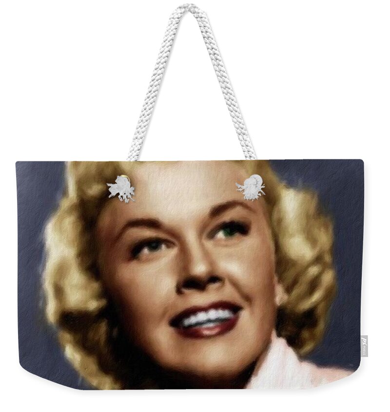 Doris Weekender Tote Bag featuring the painting Doris Day, Actress by Esoterica Art Agency