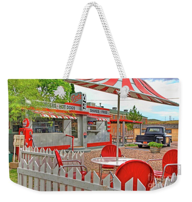 Dot's Diner Weekender Tote Bag featuring the photograph Dot's Diner in Bisbee Arizona by Charlene Mitchell