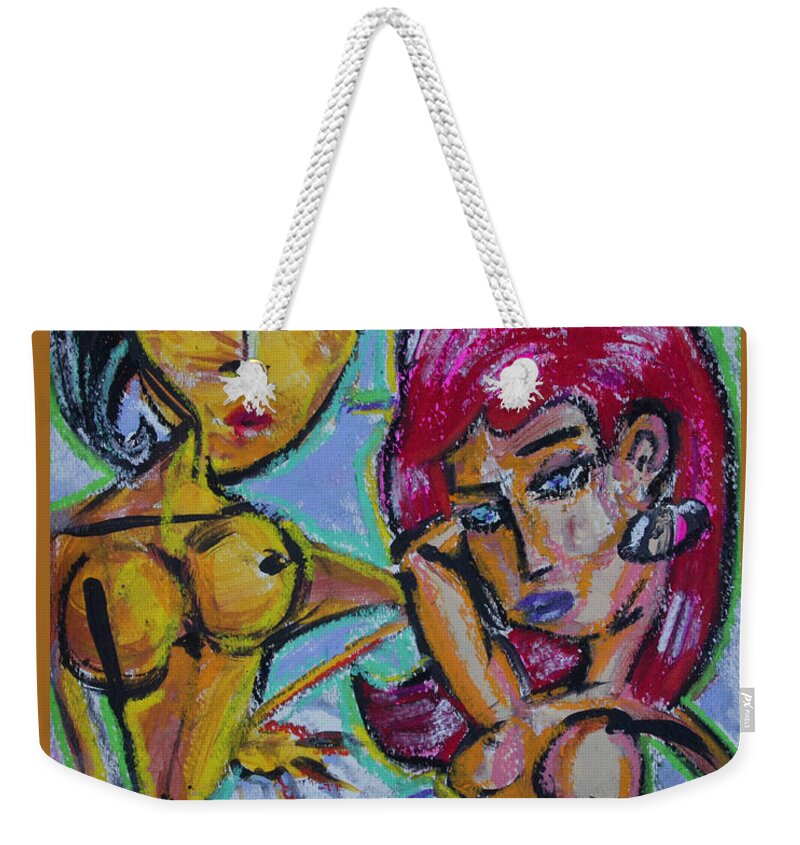 Julius Has Always Been Drawn To Weekender Tote Bag featuring the painting Double Up by Julius Hannah