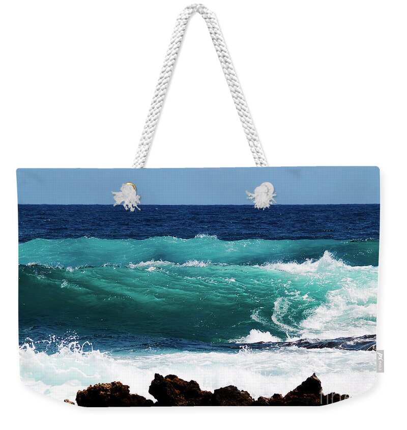 Fine Art Photography Weekender Tote Bag featuring the photograph Double Waves by Patricia Griffin Brett