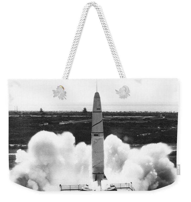 1950s Weekender Tote Bag featuring the photograph Douglas Thor Air Force Missile by H. Armstrong Roberts/ClassicStock