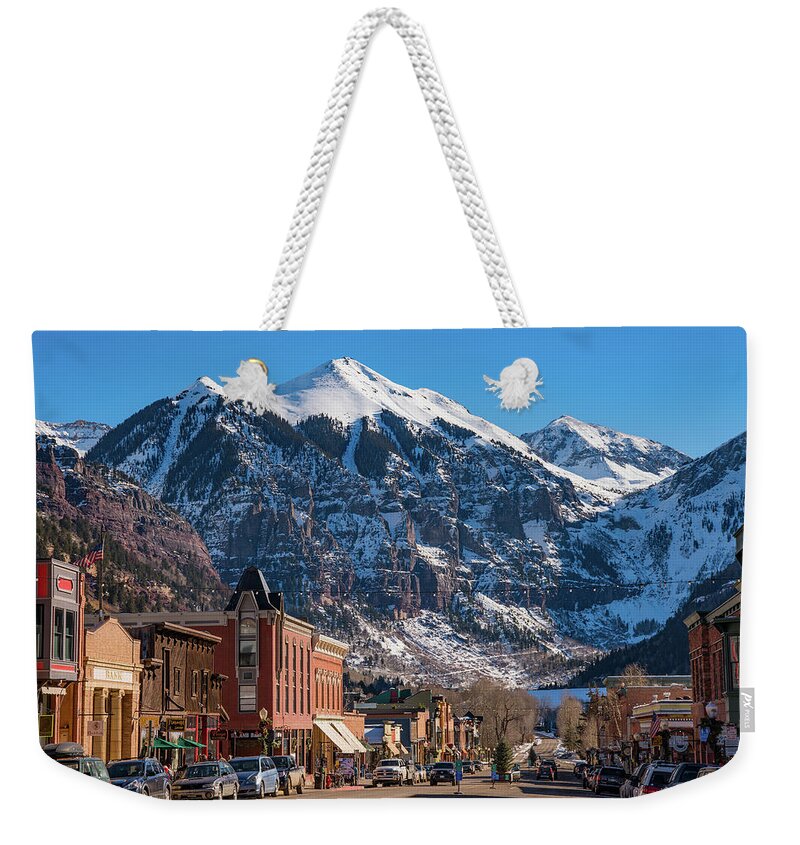 Colorado Weekender Tote Bag featuring the photograph Downtown Telluride by Darren White