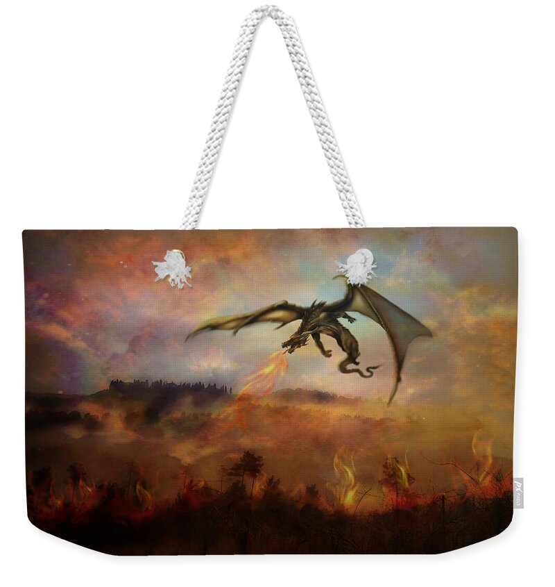 Dragon Weekender Tote Bag featuring the digital art Dracarys by Lilia D