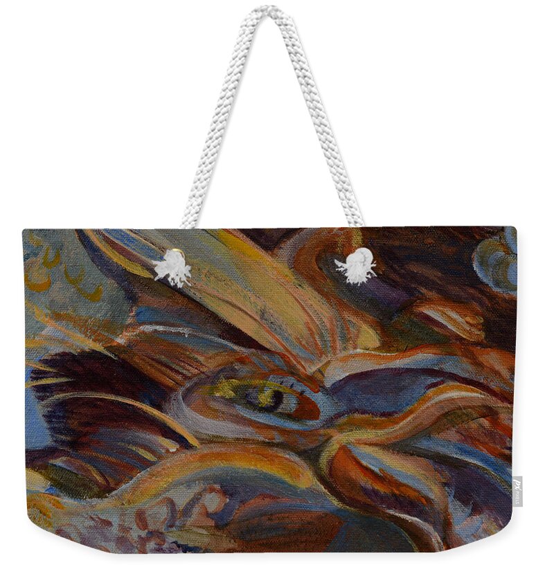 Dragon Weekender Tote Bag featuring the painting Dragon by Carol Oufnac Mahan