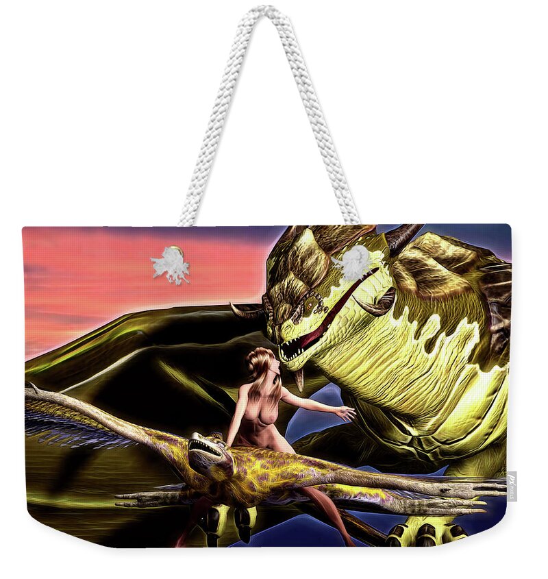 Dragons Weekender Tote Bag featuring the photograph Dragon Chase by Jon Volden