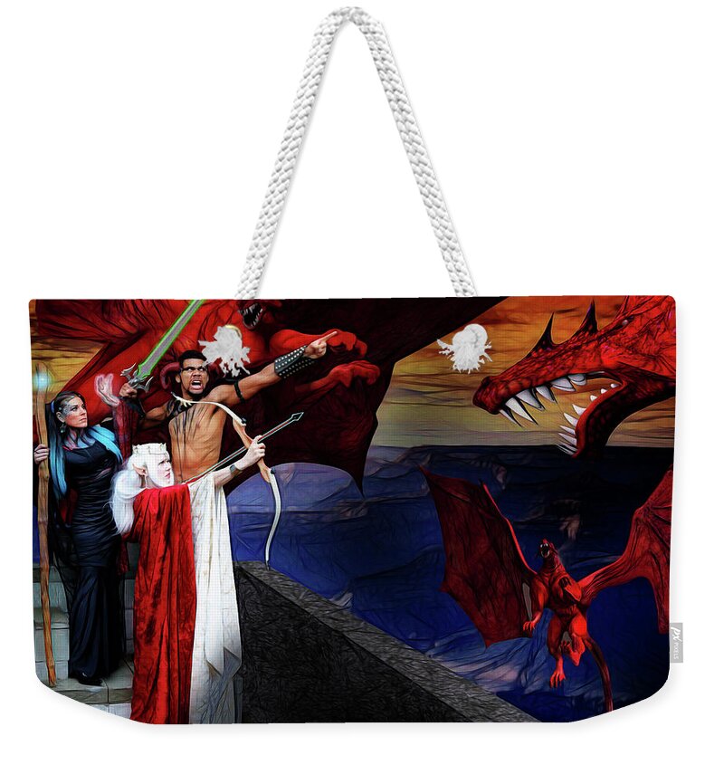 Fantasy Weekender Tote Bag featuring the photograph Dragon Guards by Jon Volden