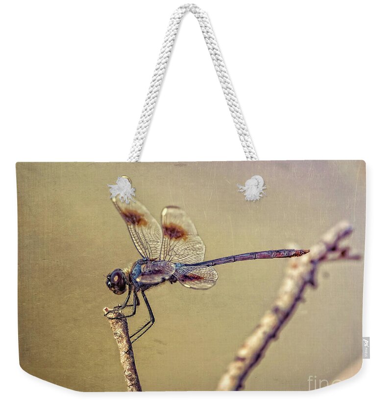 Dragonfly Weekender Tote Bag featuring the digital art Dragonfly Art by DB Hayes