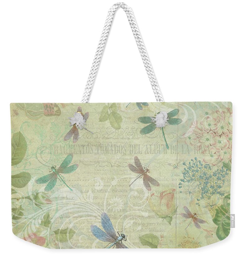 Dragonfly Weekender Tote Bag featuring the digital art Dragonfly Dream by Peggy Collins