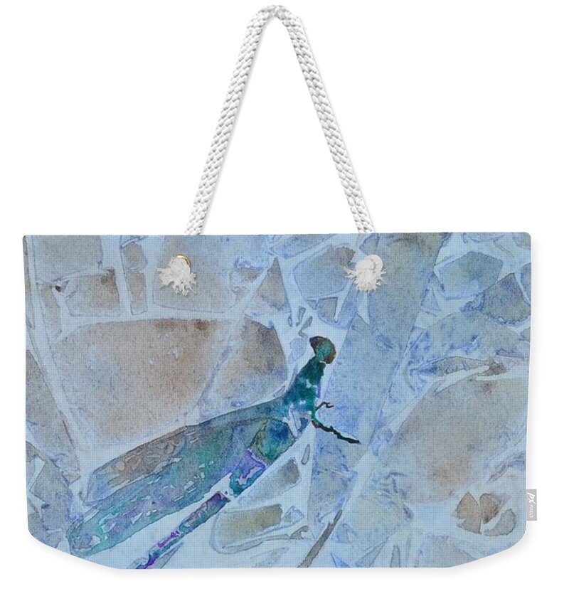 Dragonfly Weekender Tote Bag featuring the painting Dragonfly by Kellie Chasse