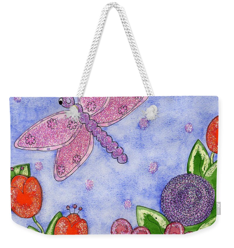 Children's Art Weekender Tote Bag featuring the painting Dragonfly by Vicki Baun Barry