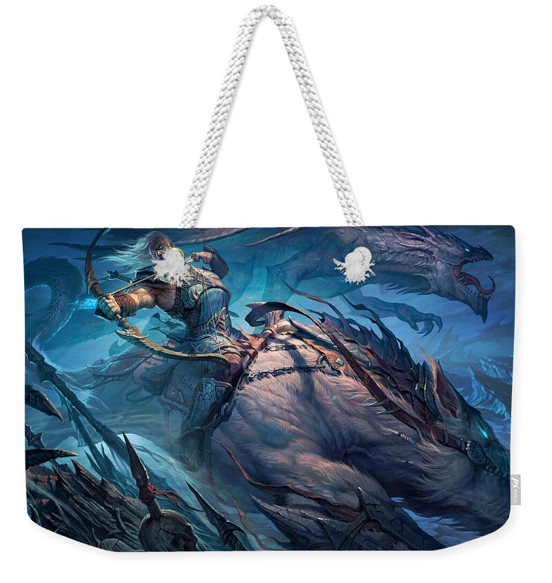 Dragons Of Eternity Weekender Tote Bag featuring the digital art Dragons of Eternity by Super Lovely