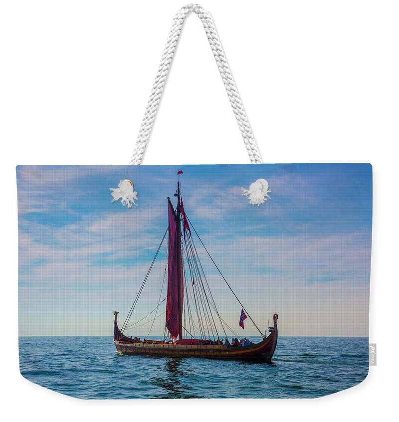 America Weekender Tote Bag featuring the photograph Draken Harald Harfagre sailing into the wind by Jack R Perry