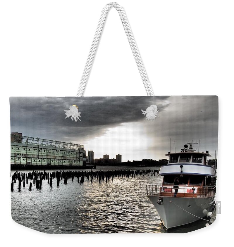 New York City Weekender Tote Bag featuring the photograph Drama In The City 21 by Dorothy Lee