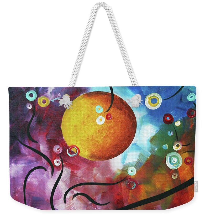 Drama Unleashed Weekender Tote Bag featuring the painting Drama Unleashed 3 by Megan Aroon