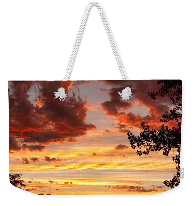 Gold Weekender Tote Bag featuring the photograph Dramatic Sunset Reflection by James BO Insogna