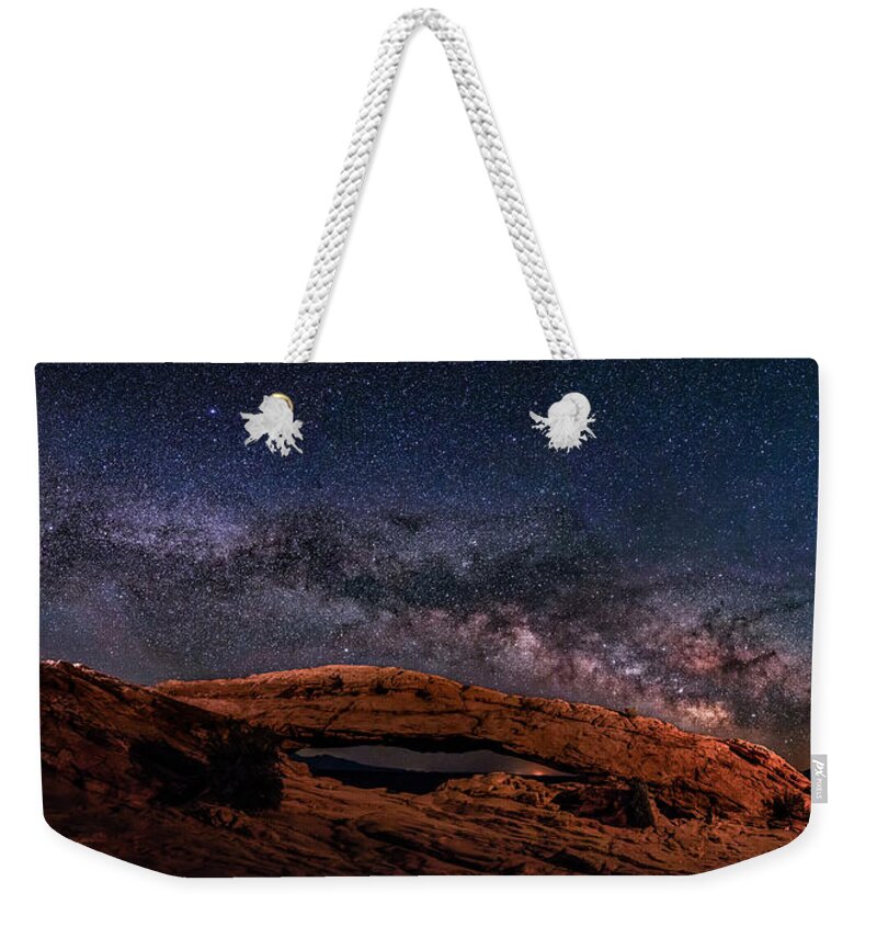 Mesa Arch Weekender Tote Bag featuring the photograph Draped in Stars by Judi Kubes