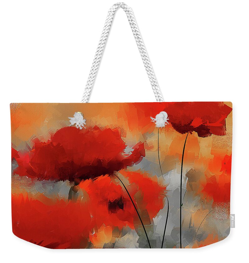 Poppies Weekender Tote Bag featuring the painting Dream Of Poppies II by Lourry Legarde