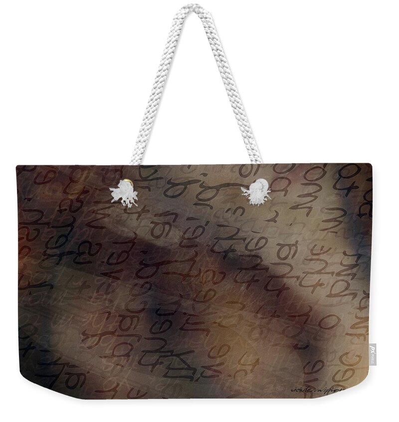 Implication Weekender Tote Bag featuring the digital art Dreaming of Words by Vicki Ferrari