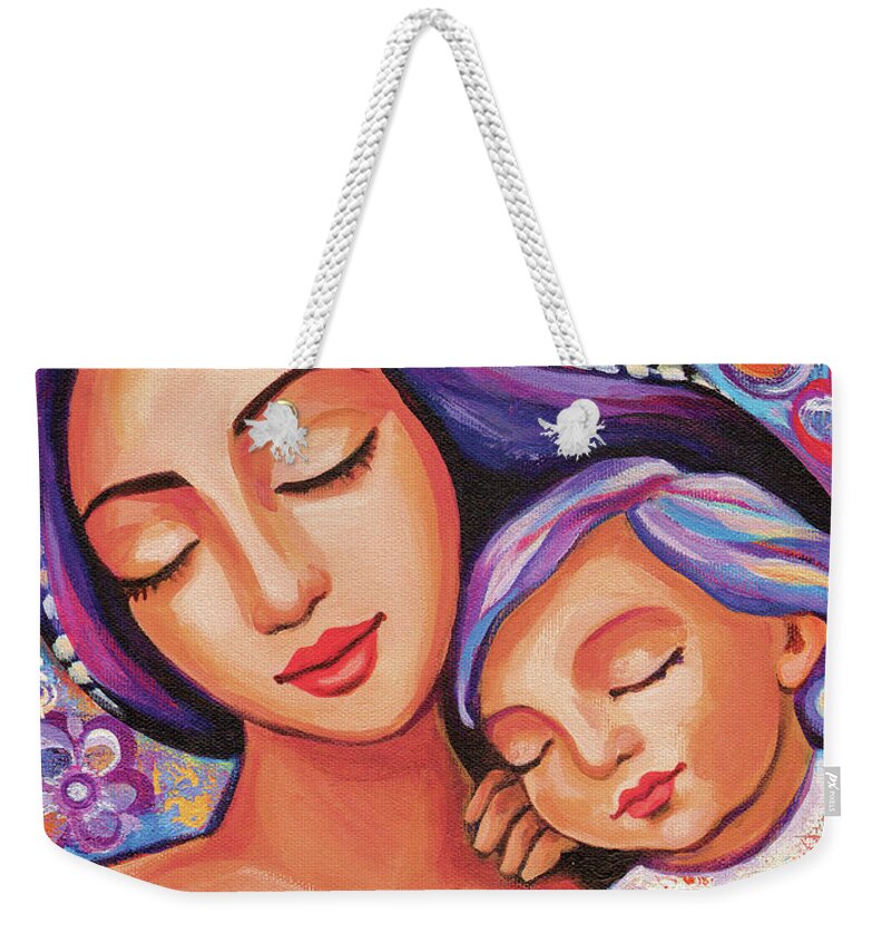 Mother And Child Weekender Tote Bag featuring the painting Dreaming Together by Eva Campbell