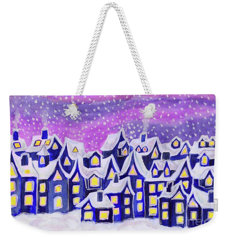 Visual Weekender Tote Bag featuring the painting Dreamstown blue, painting by Irina Afonskaya