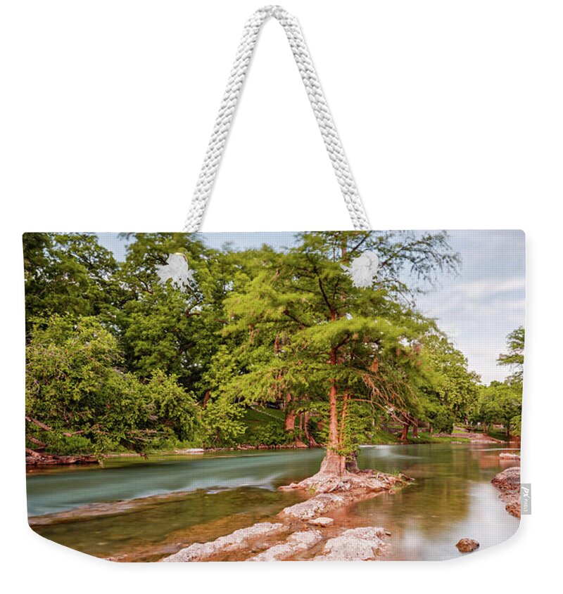 Texas Weekender Tote Bag featuring the photograph Dreamy Bald Cypress at Guadalupe River - Canyon Lake Texas Hill Country by Silvio Ligutti