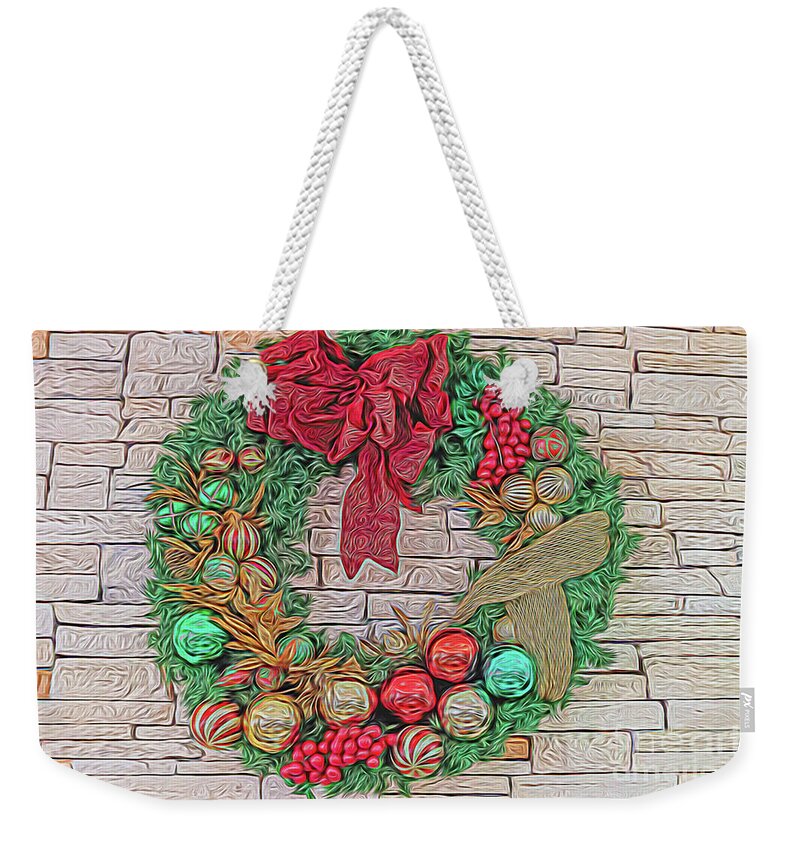 Usa Weekender Tote Bag featuring the digital art Dreamy Holiday Wreath by Ray Shiu