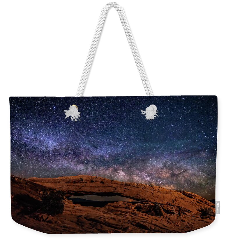 Mesa Arch Weekender Tote Bag featuring the photograph Drenched in Stars by Judi Kubes