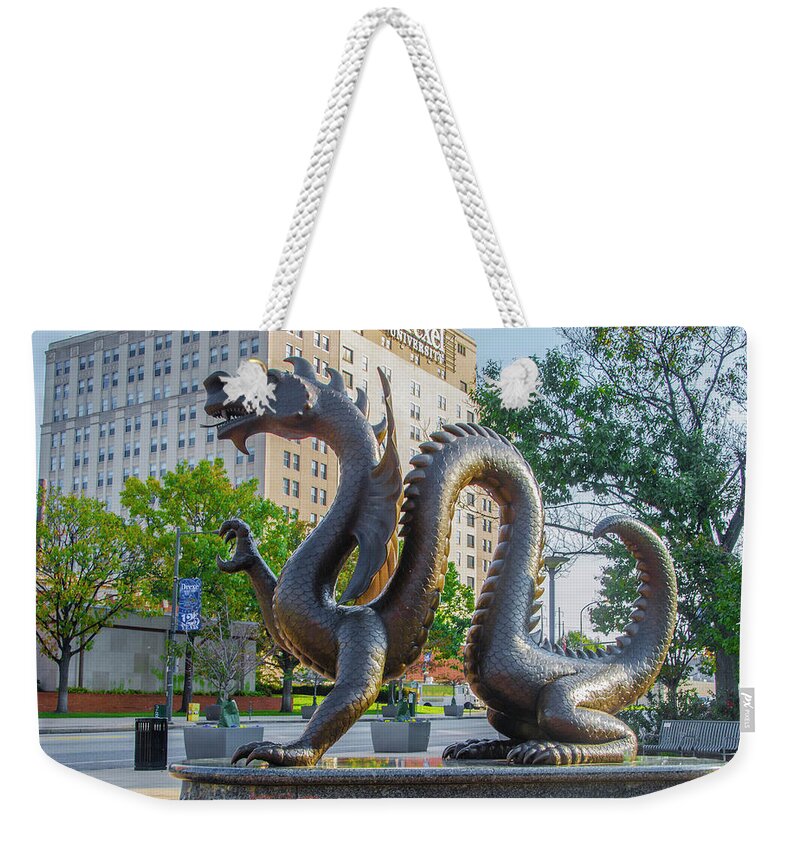Drexel Weekender Tote Bag featuring the photograph Drexel University - The Drexel Dragon by Bill Cannon