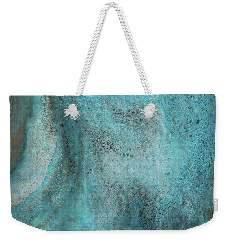 Aqua Weekender Tote Bag featuring the painting Drifting by Tamara Nelson