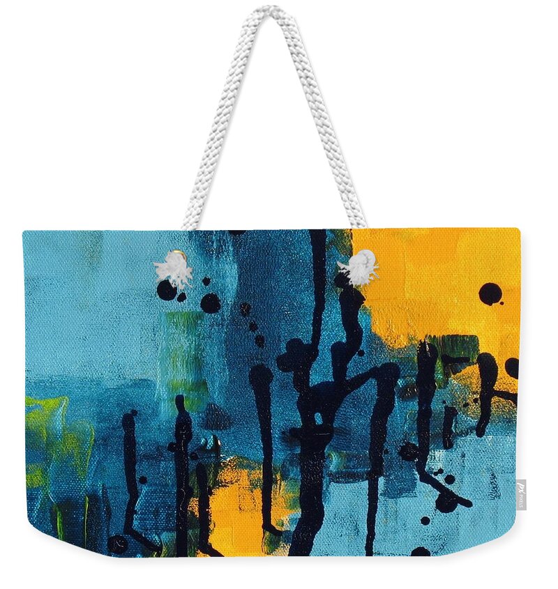 Abstract Weekender Tote Bag featuring the painting Drippy Abstract Two by Louise Adams