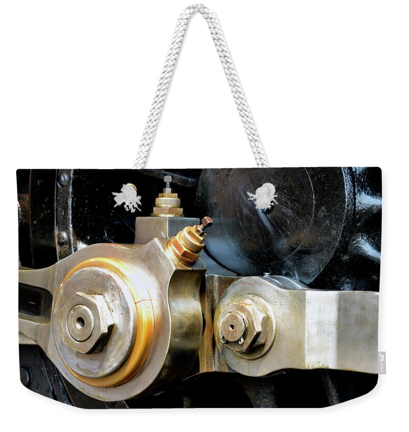 D2-rr-1798-p Weekender Tote Bag featuring the photograph Drive wheel linkage by Paul W Faust - Impressions of Light