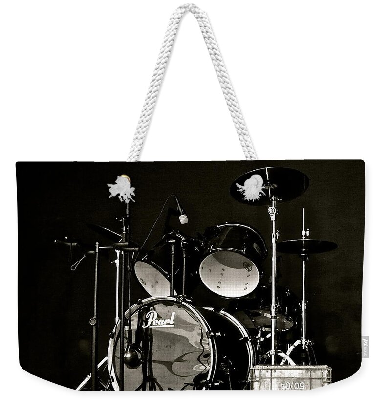Drums Weekender Tote Bag featuring the photograph Drums and Crate by Linda Bianic