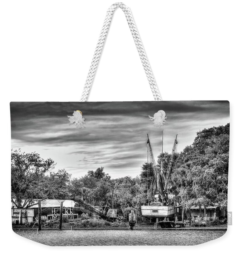 Dry Weekender Tote Bag featuring the photograph Dry Dock - St. Helena Shrimp Boat by Scott Hansen