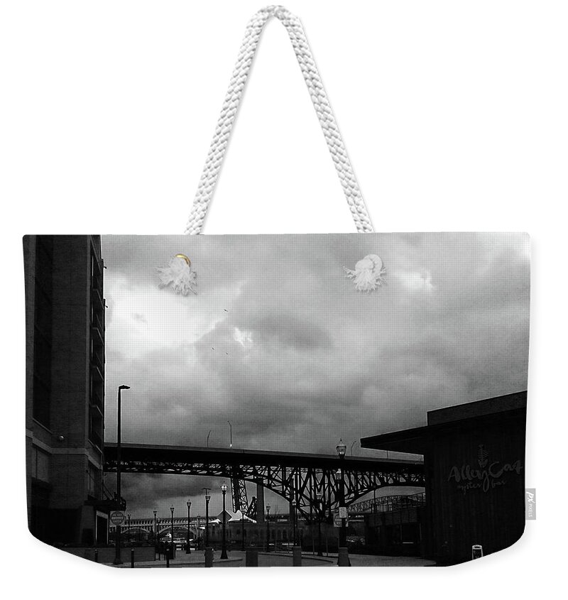 Cleveland Ohio East Bank Of The Flats Weekender Tote Bag featuring the photograph Dusk by Anitra Handley-Boyt