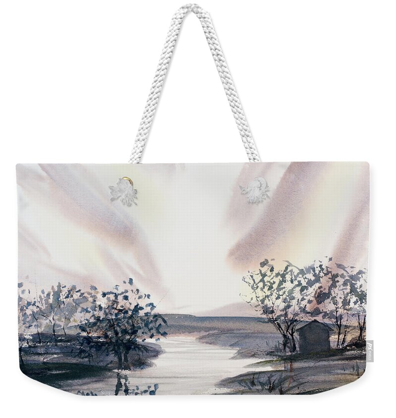Australia Weekender Tote Bag featuring the painting Dusk Creeping Up the River by Dorothy Darden