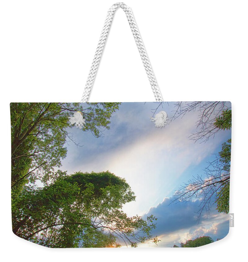 Dusk Weekender Tote Bag featuring the photograph Dusk Over a Country Meadow by A Macarthur Gurmankin