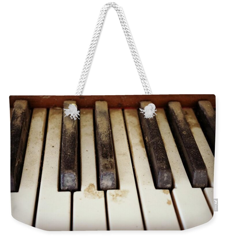 Piano Weekender Tote Bag featuring the photograph Dusty Keys by Kathy Barney