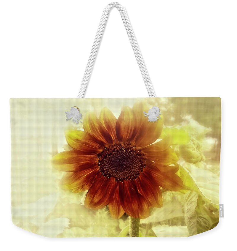 Sunflower Weekender Tote Bag featuring the photograph Dusty Retro Sunflower by Amanda Smith