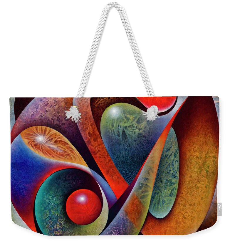 Dynamic-series Weekender Tote Bag featuring the painting Dynamic Mantis by Ricardo Chavez-Mendez
