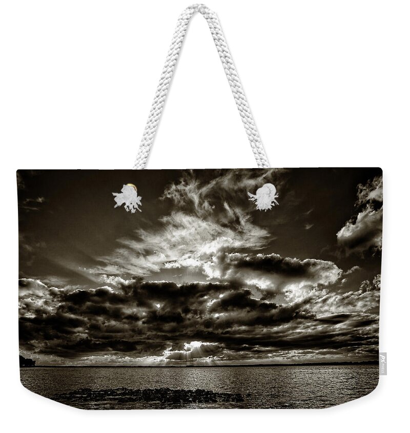 Sunset Weekender Tote Bag featuring the photograph Dynamic Sunset - Sepia by Christopher Holmes