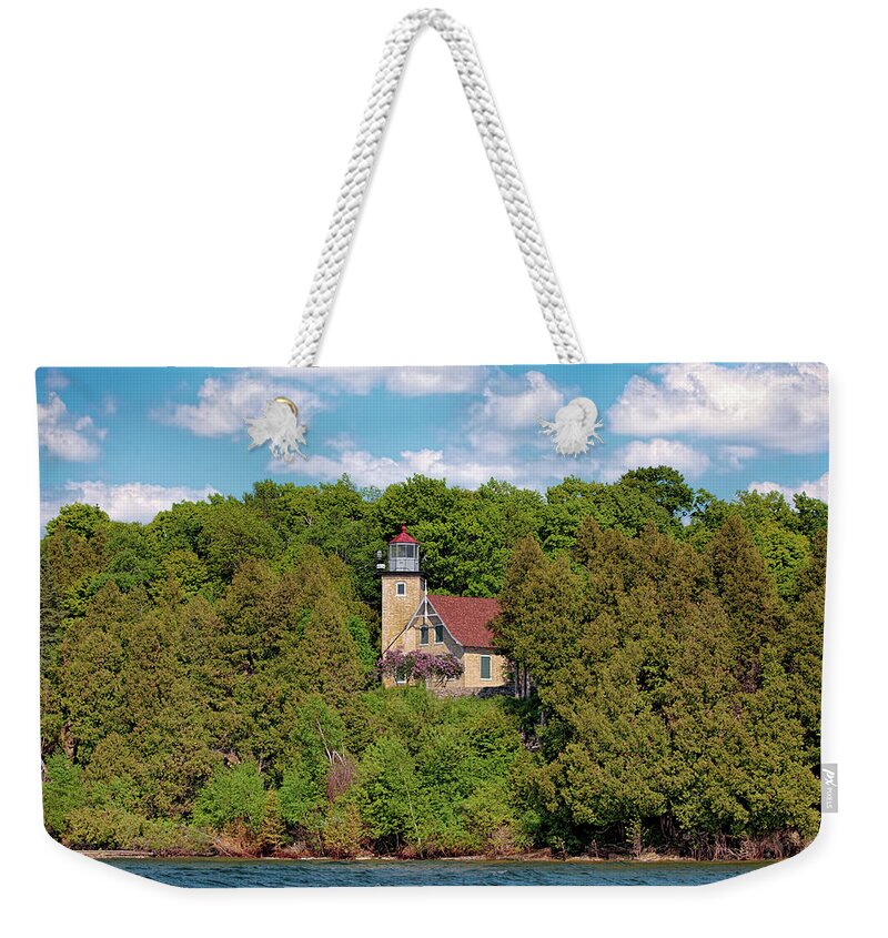 Lighthouses Weekender Tote Bag featuring the photograph Eagle Bluff Light by Susan Rissi Tregoning