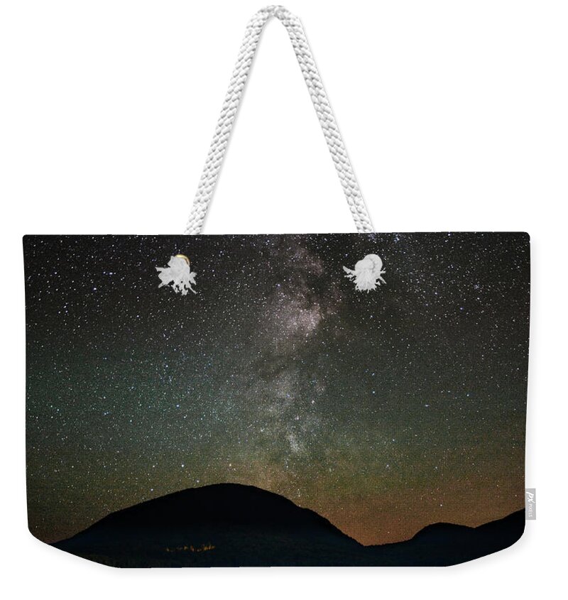 Stars.milkyway Weekender Tote Bag featuring the photograph Eagle Lake and the Milky Way by Brent L Ander