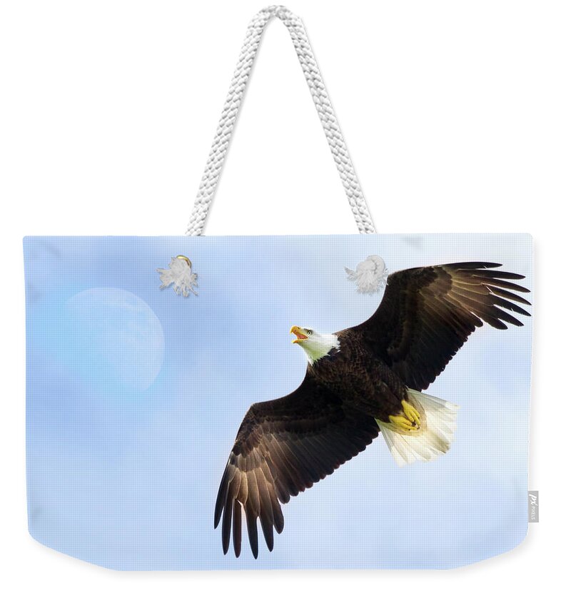 Eagle Weekender Tote Bag featuring the photograph Eagle Moon by Mark Andrew Thomas