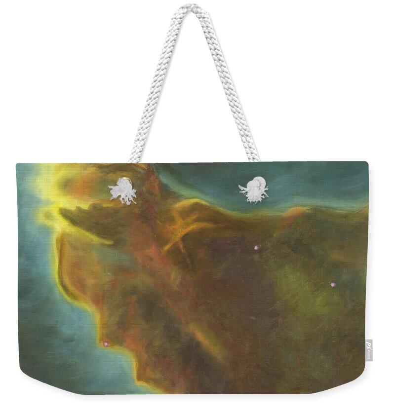 Nebula Weekender Tote Bag featuring the painting Eagle Nebula by Neslihan Ergul Colley