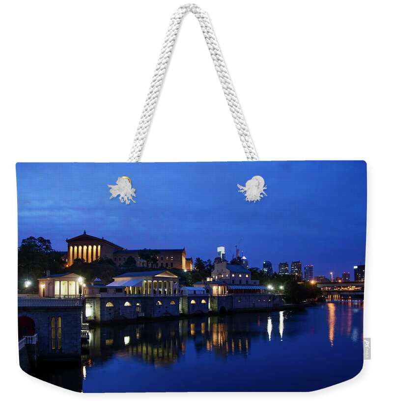 Early Weekender Tote Bag featuring the photograph Early Morning at the Fairmount Waterworks by Bill Cannon
