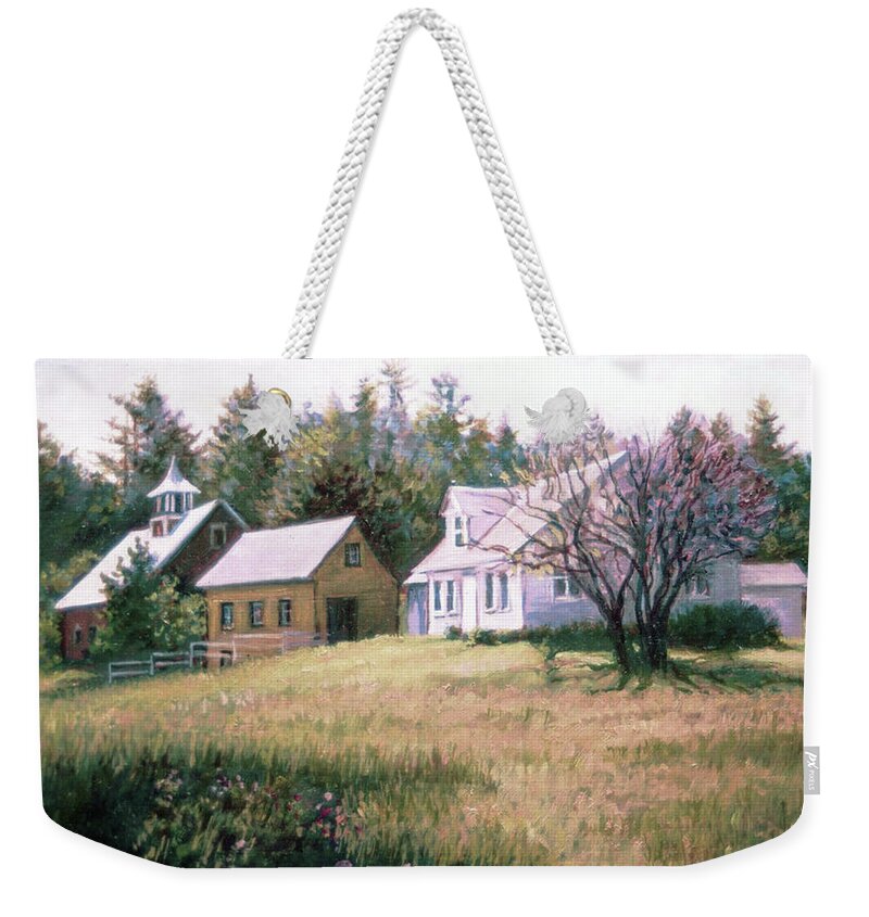 Farm Weekender Tote Bag featuring the painting Early Morning Farm by Marie Witte