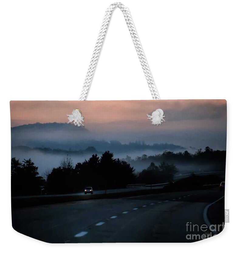 Road Weekender Tote Bag featuring the photograph Early Morning Road Trip by Lois Bryan